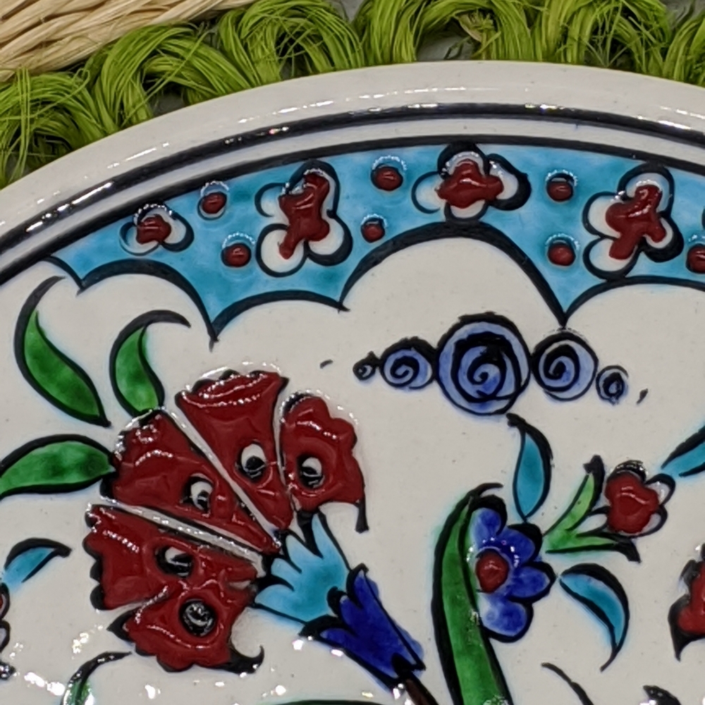 TURKISH IZNIK Floral Carnation Handmade Plate - Picture 3 of 6
